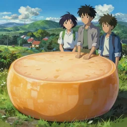 a beautiful painting of a gouda cheese wheel by shinji aramaki, charlie bowater, ross tran, artgerm, and makoto shinkai