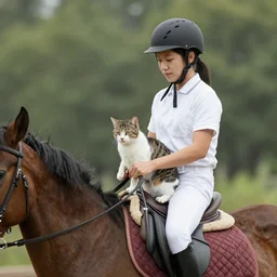 a cat riding a horse