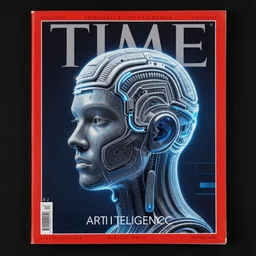 artificial intelligence on the cover of time magazine, stylized