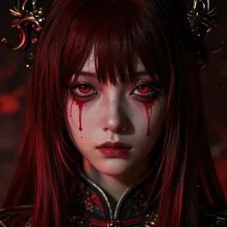 close up portrait of a sad person, hyper detailed, red highlights, masterpiece, ornate dark, junji ito, katsuhiro otomo, shintaro kago, cgsociety