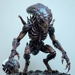photo taken of an epic intricate, ultra detailed, super realistic gritty, wet, slimy, lifelike sculpture of a nightmarish hellish humanoid faced insectoid creature created by weta workshop, menacing, some zoomed in shots, extremely photorealistic, sharp focus, white wall, extremely cold blueish colour temperature, 3 5 mm, f 1. 4, golden ratio