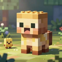 small creatures made of a single brick, four legged, quadrupedal, cute looking, kawaii, sharp focus, character sheet, game concept art, blocky, lego mixels, japanese, flat toon style like katamari damacy inspired, pokemon inspired, blocky like minecraft