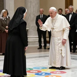 photo of the Pope playing twister with a Nun, 50mm, beautiful photo