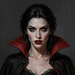 portrait of a lady vampire, digital painting, ominous, sharp, detailed, photorealistic, high definition, 4k, artstation, donato giancola, Greg Rutkowski, matthew benedict, character design