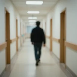 hospital hallway, blurry shadow man