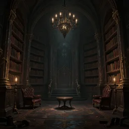 dark sinister vampire lair interior by Brooke Shaden, library, adventure game, inspired by Diablo concept art
