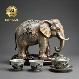 raku tea set, as elephant