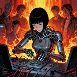 dark cyberpunk girl and cyborg repair, a lot of cables around, by francis bacon, by ayami kojima, by amano, by karol bak, greg hildebrandt, by mark brooks, by alex grey, by zdzisław beksinski, by takato yamamoto, radiant colors, ultra detailed, high resolution, wrapped thermal background