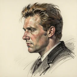 a realistic yet scraggly portrait sketch of the side profile of a stern and sophisticated napoleon dynamite, trending on artstation, intricate details, in the style of frank auerbach, in the style of sergio aragones, in the style of martin ansin, in the style of david aja, in the style of mattias adolfsson