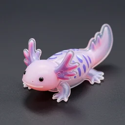 detailed product photography, 9 0's clear plastic flip toy, axolotl