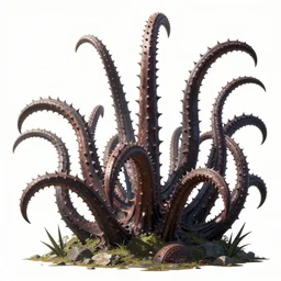 spike tentacles artwork by yoshitaka amano, white background, extremely detailed, octane rendering, sharp focus, volumetric light, particles