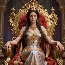 goddess on an ornate throne, beautiful, intricate artwork. octane render, trending on artstation, Greg Rutkowski, very coherent, cinematic, hyper realism, high detail, vibrant