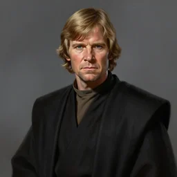 portrait of a man by Greg Rutkowski, old jedi Master Luke Skywalker from Star Wars Expanded Universe, he is about 60 years old, wearing black robes, highly detailed portrait, digital painting, artstation, concept art, smooth, sharp foccus ilustration, Artstation HQ