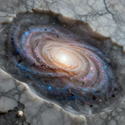 large galaxy carved in marble, volumetric lighting, hyperrealism, cinematic.