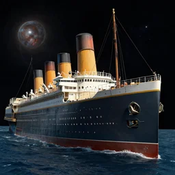 a photograph of the hms titanic as it launches into space on its first interstellar mission