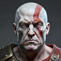 symmetry!! portrait of donald trump in the style of god of war, machine parts embedded into face, intricate, elegant, highly detailed, digital painting, artstation, concept art, smooth, sharp focus, illustration, art by artgerm and greg rutkowski and alphonse mucha, 8 k