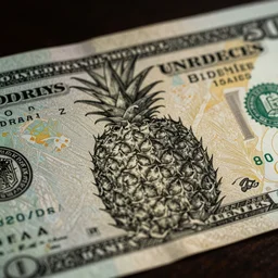 image of a pineapple, banknote engraving art