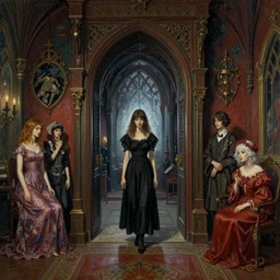 realistic detailed image of a girl in a portal to hell in the heavenly old soviet room by  Ayami Kojima, Amano, Karol Bak, Greg Hildebrandt, and Mark Brooks, Neo-Gothic, gothic, rich deep colors. Beksinski painting. art by Takato Yamamoto. masterpiece. ultra details, high quality, high resolution .