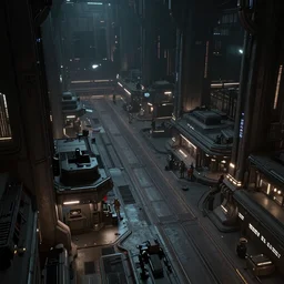 Night on nar shaddaa, cyberpunk, overhead view, distance shot, 4k resolution, realistic, matte painting