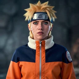 scarlett johansson as naruto anime character, dramatic lighting, hyper realism,