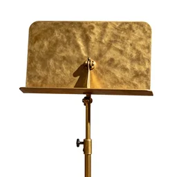 gilded music stand, high detail macro photography, isolated on a pure white background, centered, entire object in frame, sharp focus, soft studio lighting