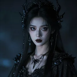 the dark goddess of eternal night, beautiful, 8k, ethereal, cinematic, unearthly, moody, atmospheric, portrait, photomanipulation