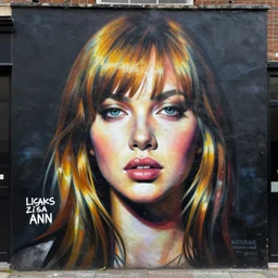 portrait of lisa ann street art, by banksy