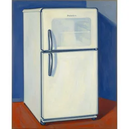 classic refrigerator appliance, painting in the style of henri matisse.