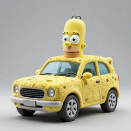 a car in homer sponge bob's shape, digital art, artgem, octane render, artstation, hasselblad photo, 4 k resolution, fashion design, biologigal, product photo, designed by tinker hatfield