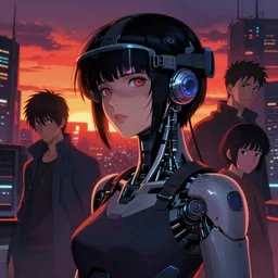 photo portrait of a japanese cyberpunk cyborg girl, finely detailed features, cyborg robot parts, futuristic vr headset, dramatic cinematic, sunset, at cyberpunk city, ghost in the shell, akira, odeo, cinematic lighting, in danger, noir, trending on pixiv fanbox, painted by greg rutkowski makoto shinkai takashi takeuchi craig mullins, alphonse mucha, studio ghibli, pixiv