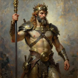 steampunk zeus, impressionist oil painting