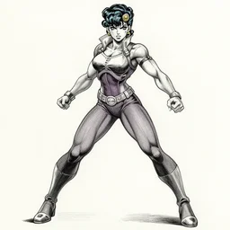she hulk, jojo anime style pencil and ink manga, full body action pose, dramatic lighting in a post apocalyptic wasteland