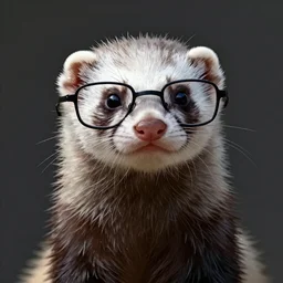 cool ferret in black glasses, art, digital art, high quality