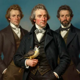 formal portrait of john james audubon posing with a bird. digital art by eugene de blaas, ross tran, and nasreddine dinet, vibrant color scheme, intricately detailed, in the style of romanticism. artstation, greg rutkowski