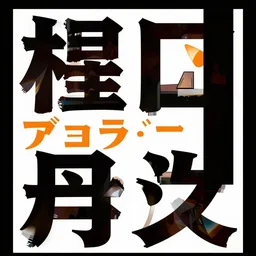 poster design with duochrome contemporary typographic Japanese katakana, orange and black colour palette, layout design, illustrator vector graphics