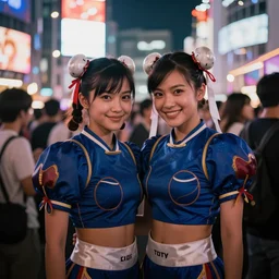 blanka and chun li at a rave party in shibuya