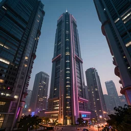 point perspective, neon city future brutalist architecture, ultrarealistic, sharp