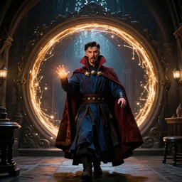 doctor strange opening a portal in hogwarts gryffindor common room