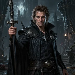 A fantasy comic book style portrait painting of Willem Dafoe as a necromancer in dark castle setting, unreal 5, DAZ, hyperrealistic, octane render, RPG portrait, dynamic lighting