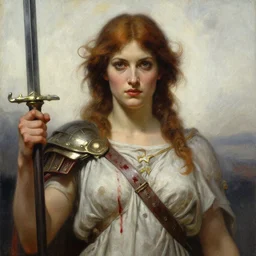 portrait of a war godess with blood by brom and nc wyeth
