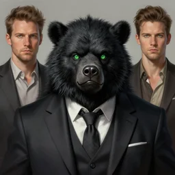 batnosed bugbear in a suit, art by artgerm and greg rutkowski and magali villeneuve, greeneyes, blackfur, d & d, fantasy, portrait, highly detailed, digital painting, trending on artstation, concept art, sharp focus, illustration