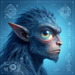 portrait of giant one eye cyclops with triangular head, in the style of Greg Broadmore and Arthur Rackham,trending on artstation, light lighting side view,digital art,surrealism ,macro,blueprint ,vaporwave ,