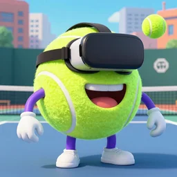 a tennis ball monster, VR Goggles, tennis ball, urban, hip hop, rap, colorful, digital art, fantasy, magic, trending on artstation, ultra detailed, professional illustration by Basil Gogos