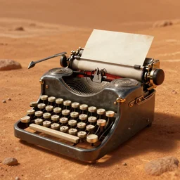 steampunk a typewriter on mars, octane render, mystical, by wolp and artgerm, midsommar 4 k