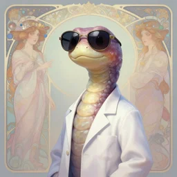 a cool anthropomorphic worm wearing sunglasses wearing a lab coat, diffuse lighting, fantasy, intricate, elegant, highly detailed, lifelike, pastel, digital painting, artstation, illustration, concept art, smooth, sharp focus, art by frank frazetta and marco bucci and loish and rossdraws and artgerm and alphonse mucha