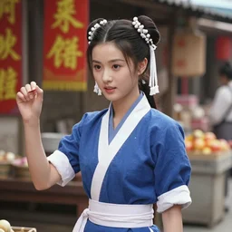 young bai ling as chun - li in a chinese market