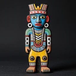 colorfull woodcut, statue, character, by hopi indians