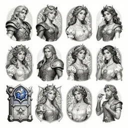 pencil spot illustrations of various disney characters, d & d, fantasy, intricate, elegant, highly detailed, digital painting, artstation, concept art, matte, sharp focus, illustration, hearthstone, art by bridgeman and artgerm and greg rutkowski and alphonse mucha and ruan jia and conrad roset