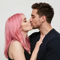 feminist woman with pink hair kiss giga chad