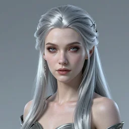 beautiful silver haired female Nordic alien digital portrait in the style of Felix Kelly, digital art